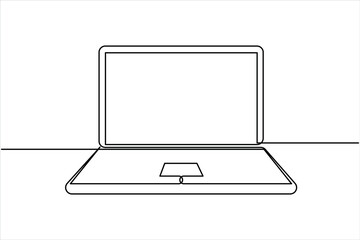 One continuous line drawing of laptop design vector