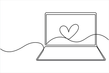 One continuous line drawing of laptop design vector