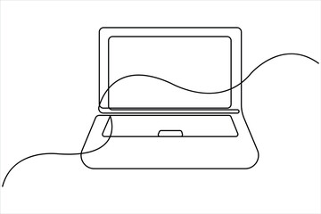One continuous line drawing of laptop design vector