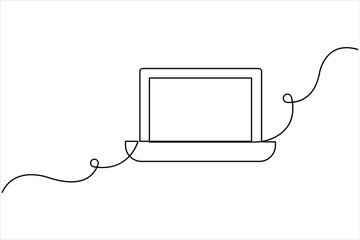 One continuous line drawing of laptop design vector