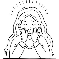 Young woman with long hair expressing stress at home for World Mental Health Day  