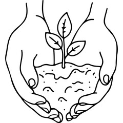 Hands nurturing a small plant in soil, concept of World Mental Health Day  