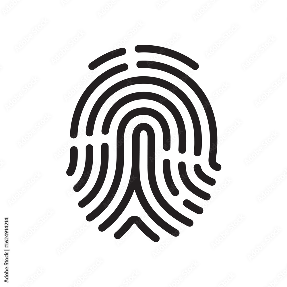 Poster black fingerprint icon vector graphic identity scan