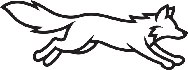 Obraz premium Running Fox Silhouette Line Vector Icon Set, Wild Animal Bundle, fox walking symbol art, fox illustration set.