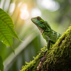 Obraz premium Small Green Iguana Closeup