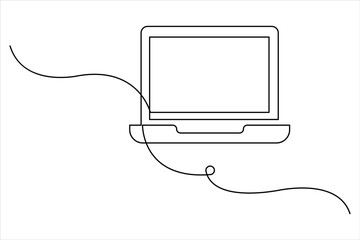 One continuous line drawing of laptop design vector