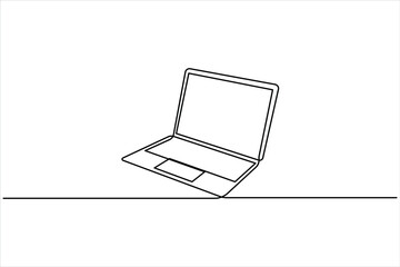 One continuous line drawing of laptop design vector