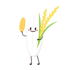 Rice character design. rice vector on white background. Paddy vector.
