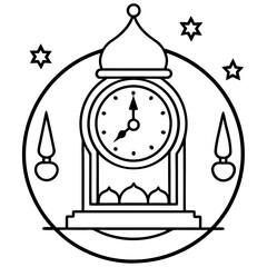 Prayer Time Clock Islamic Icon Vector