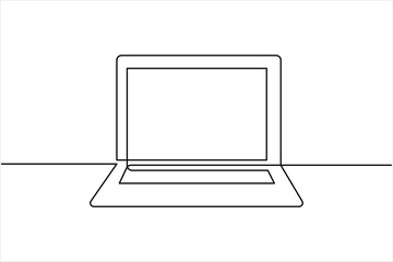 One continuous line drawing of laptop design vector