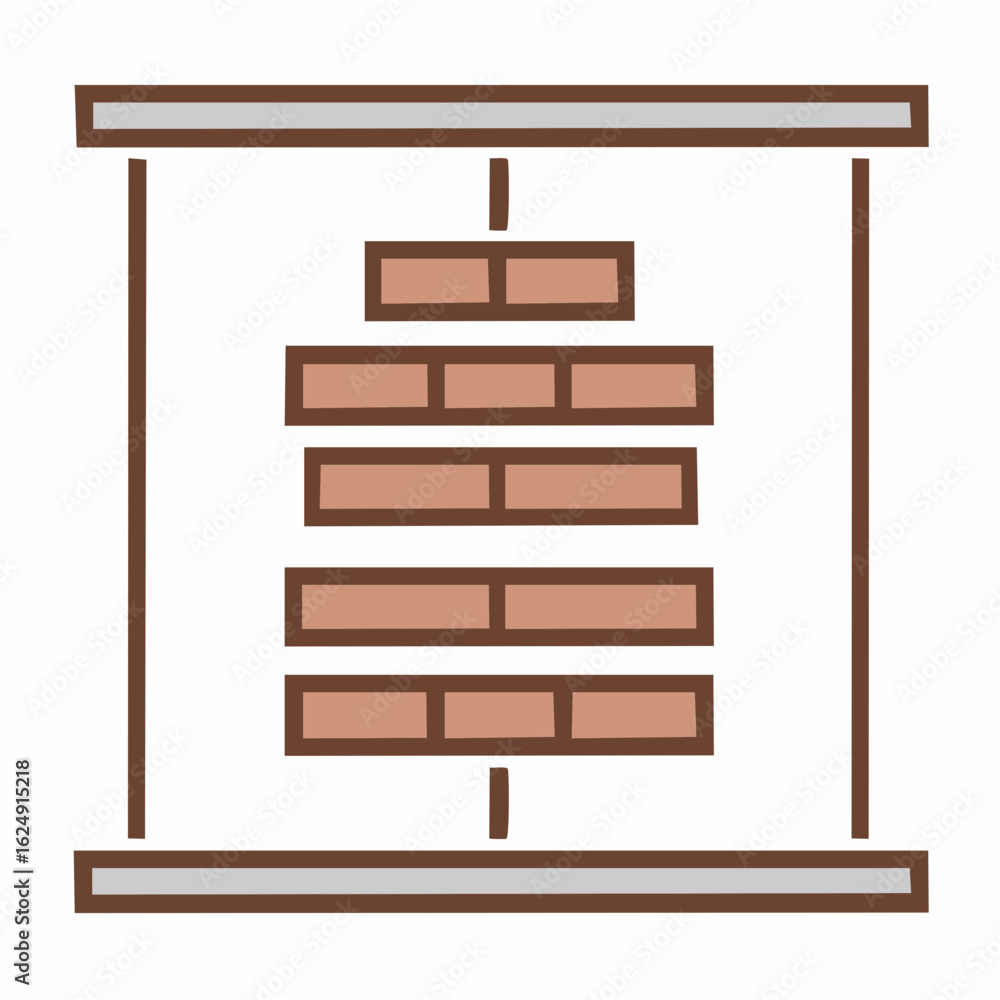 Aufkleber brown rectangular blocks arranged within an abstract box design element or graphic asset for creativ