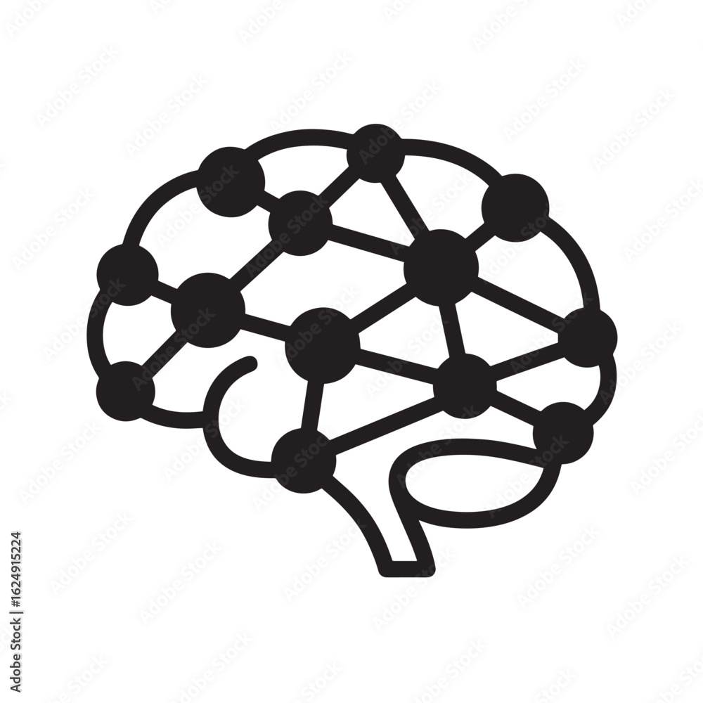 Poster black neural network brain icon connection nodes