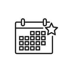 Vector art of calendar icon with a star marking an important date