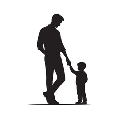 Father and child silhouette holding hands family love vector design