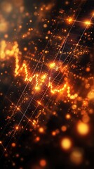 Abstract Stock Market Data Visualization: Glowing Orange Graph