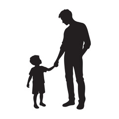 Father and child silhouette embracing warmly