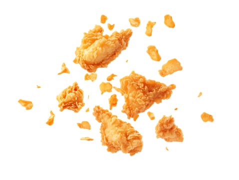  Fried chicken slice Pile falling  - Powered by Adobe