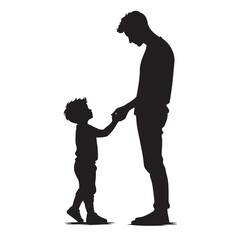 Father and child silhouette holding hands family love
