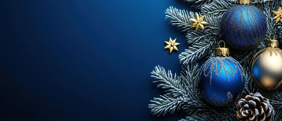 Elegant Christmas Ornament Display: Blue and Gold Festive Decor