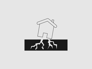 a house on a block of land that is cracked and sinking