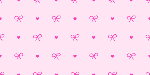 Seamless bow and heart pattern in pink