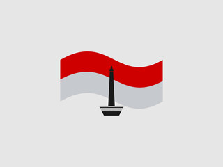 A simple graphic of the Indonesian flag waving in a stylized manner