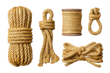 Creative environment for rope crafting techniques workshop. Isolated on transparent background, png.