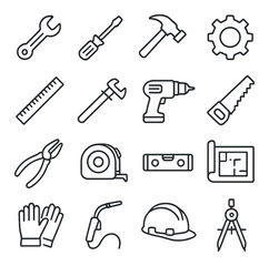 Outline of various tools for construction and diy projects