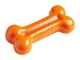 Playful orange dog bone toy on for pets fun and chewables isolated on transparent background