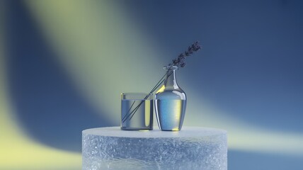 Glass Bottle on an Ice Floe under an Aurora Sky