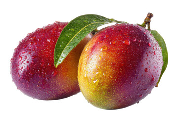 Fresh juicy mangos tropical farm food photography natural setting. Isolated on transparent background, png.