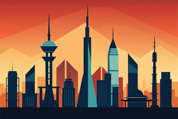 Obraz premium skyline with modern glass towers and historical bu.eps