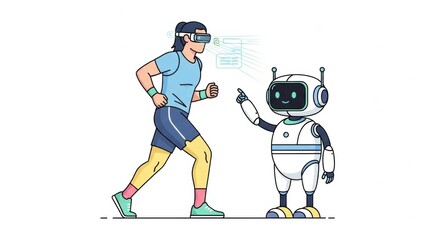 Futuristic fitness: Virtual reality exercise with a helpful robot companion during training session