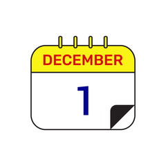 1 december calendar icon vector illustration design