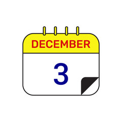 3 december calendar icon vector illustration design