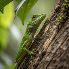 Fototapeta premium Small Green Iguana Closeup