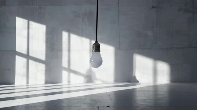 Light bulb swinging in empty room