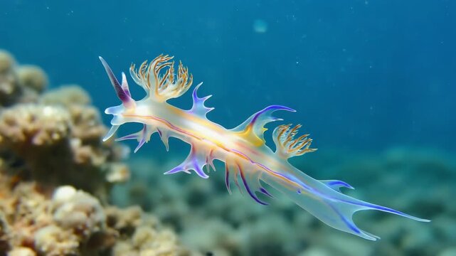Blue dragon swimming gracefully in the ocean