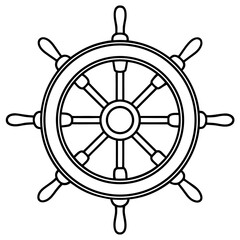 Nautical Ship Wheel – Clean Line Art Vector