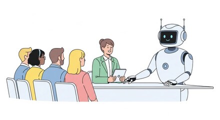 Robot presents advanced solutions for innovative technology at presentation event