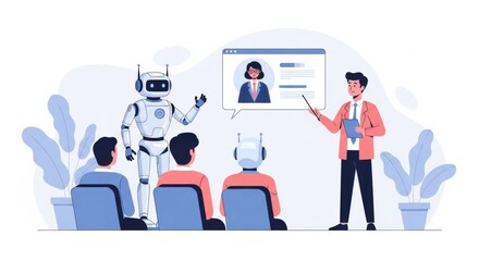 Illustrative presentation on artificial intelligence and robotic integration in workplaces