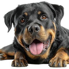 Obraz premium Playful rottweiler dog portrait home animal environment view isolated on transparent background
