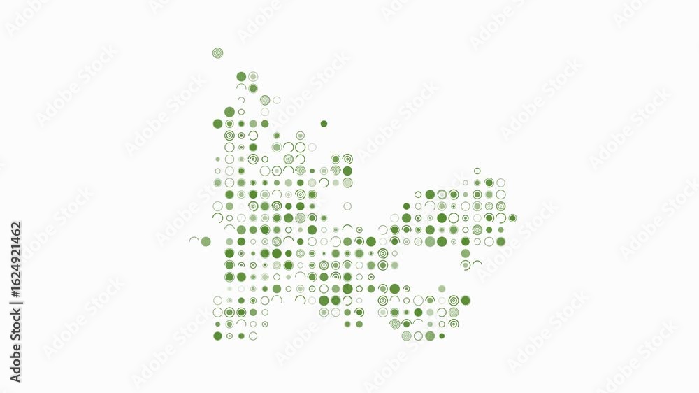 Poster french southern and antarctic lands dotted animation. shape of the country build of pulsating colore