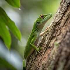 Fototapeta premium Small Green Iguana Closeup
