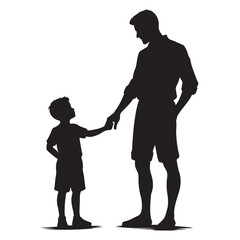 Father and child silhouette embracing warmly