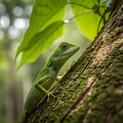Fototapeta premium Small Green Iguana Closeup