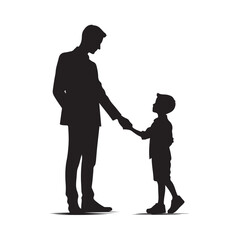 Father and child silhouette holding hands in a heart shape