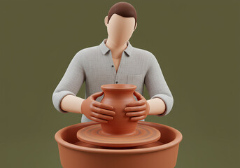 Character 3D Model Pottery Making Ceramics Clay Art Craft Wheel Artist