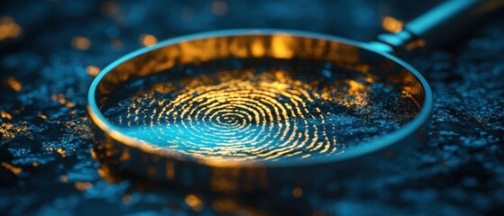 Magnifying Glass Unveiling Fingerprint: A Forensic Mystery