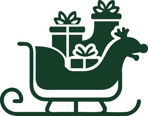 Naklejka premium santa s sleigh with gift silhouette
